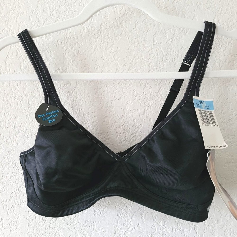 Vintage Bali Downtime Full Support Bra NWT Black Sz 36B Unpadded Comfort Bra